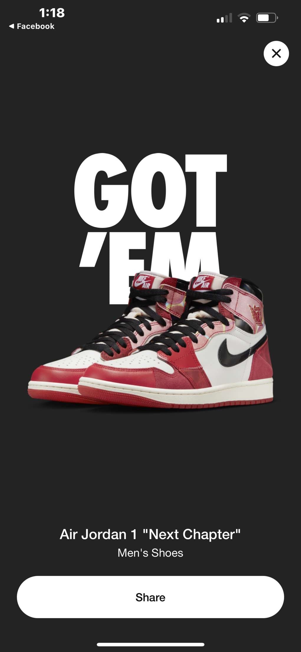 Jordan 1 High OG "Spider-Man Across the Spider-Verse SNKRS